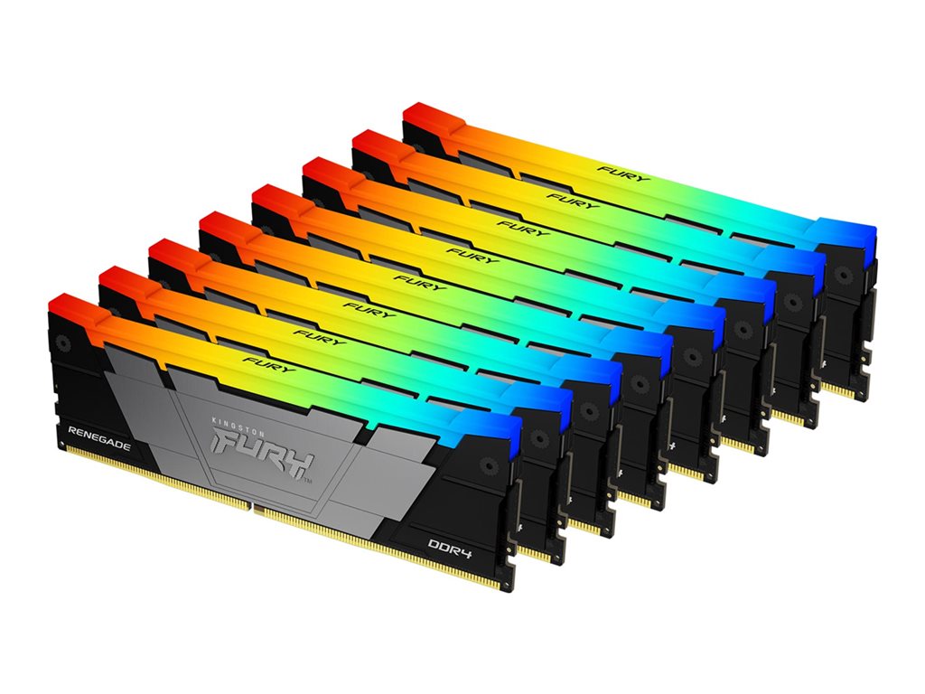 Kingston FURY Renegade RGB - DDR4 - Kit - 256 GB: 8 x 32 GB - DIMM 288-PIN - 3200 MT / s / PC4-25600 - CL16 - 1.35 V - ungepuffert - non-ECC - Schwarz